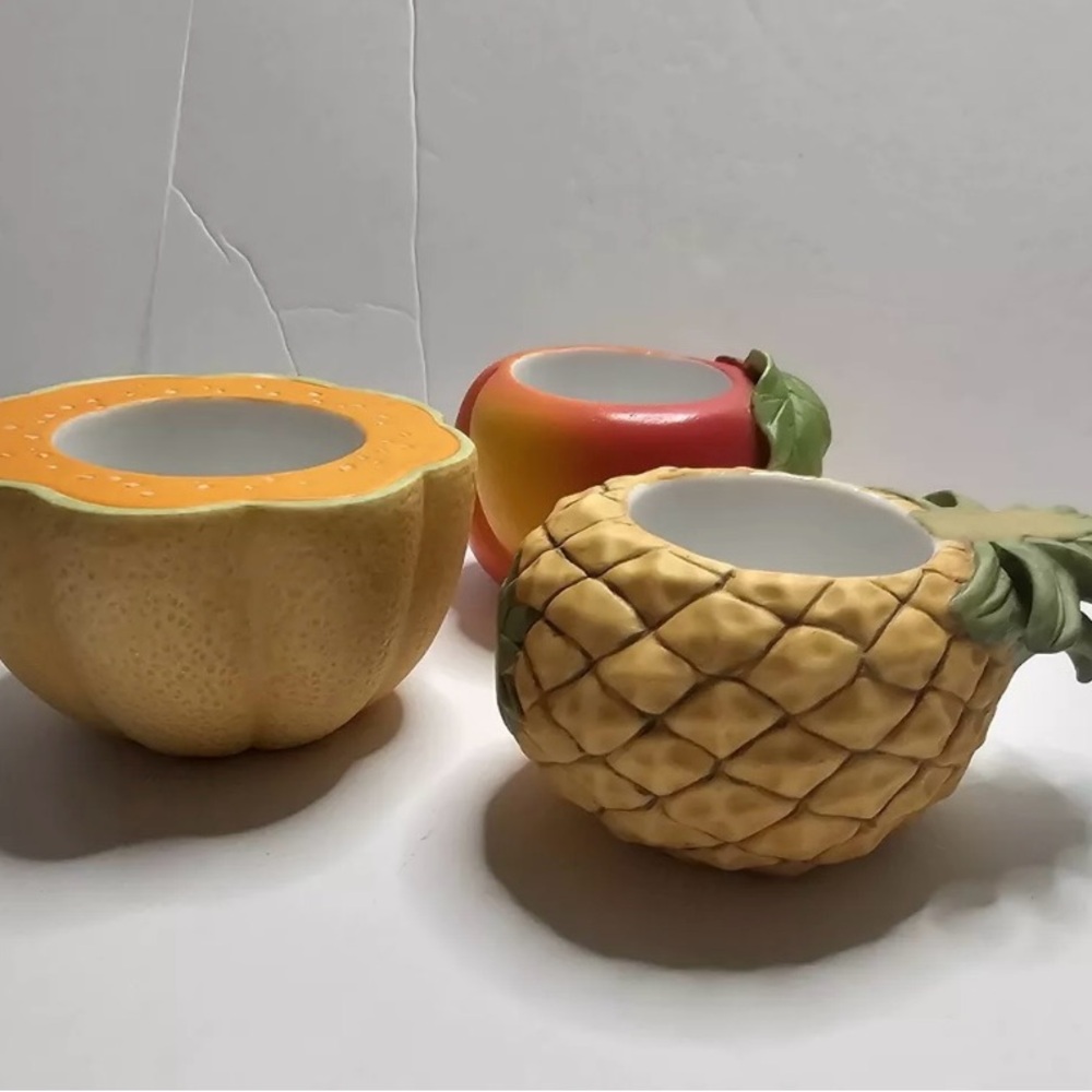 Partylite Fruit Shaped Ceramic Candle Holders